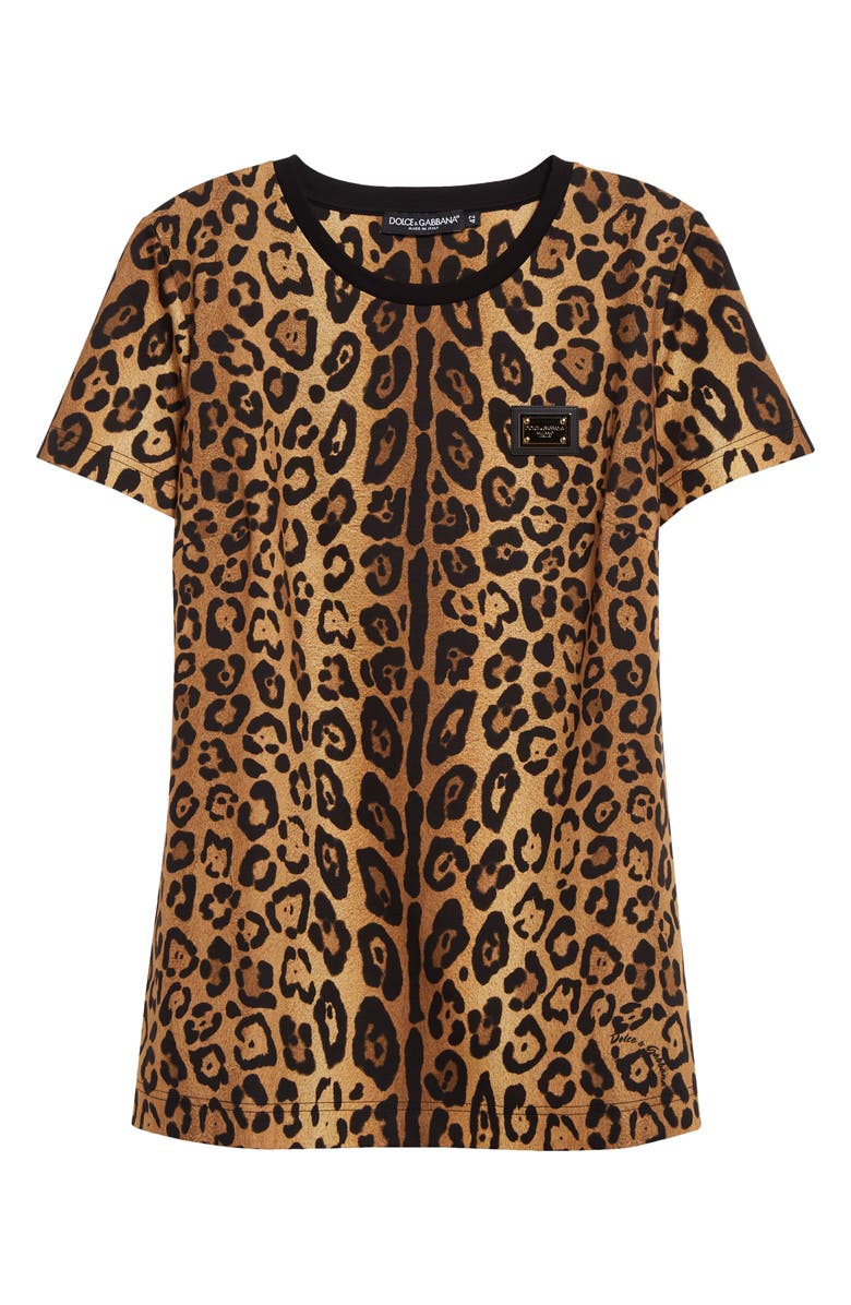 Dolce&Gabbana Interlock Leopard Print Cotton T-Shirt, Alternate, color, 
