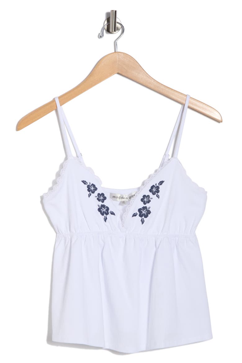 Lace Trim Babydoll Camisole, Alternate, color, WHITE