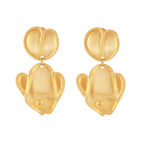 Susan Caplan 1980s Vintage Stylised Fish Clip-on Earrings