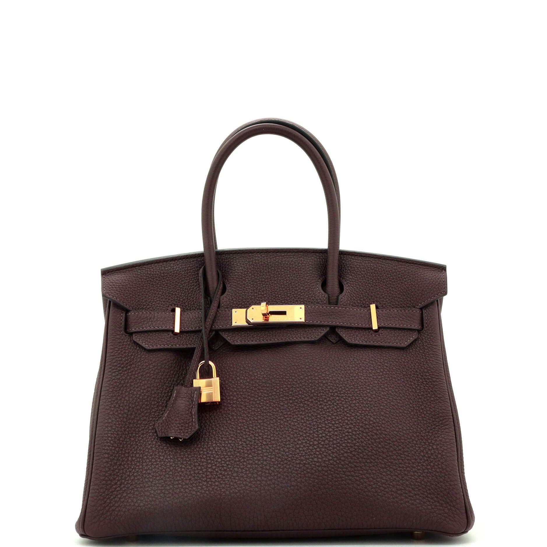 Pre-Owned Hermes Birkin Handbag Brown Togo with Gold Hardware 30, Main, color, 