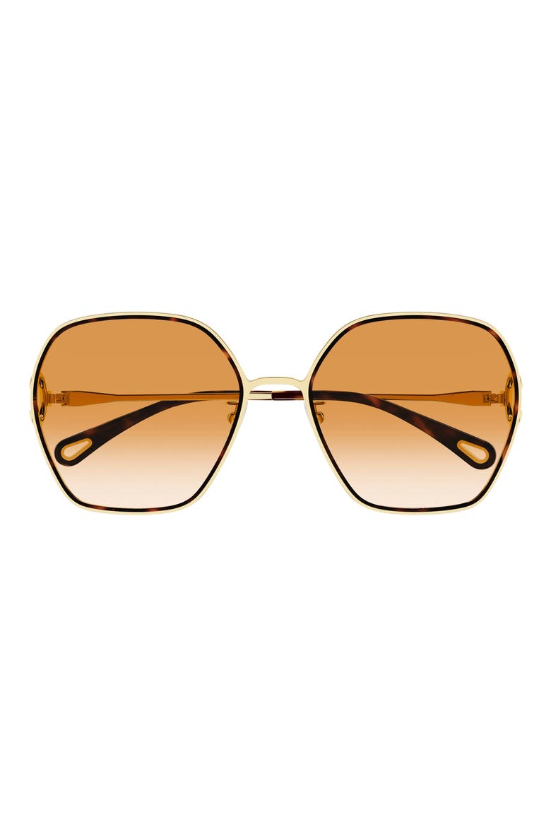 58mm Gradient Rectangular Sunglasses, Main, color, GOLD