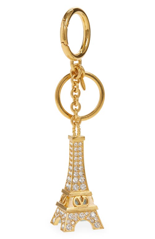Valentino Vlogo Siganture Eiffel Tower Charm Keyring In Gold