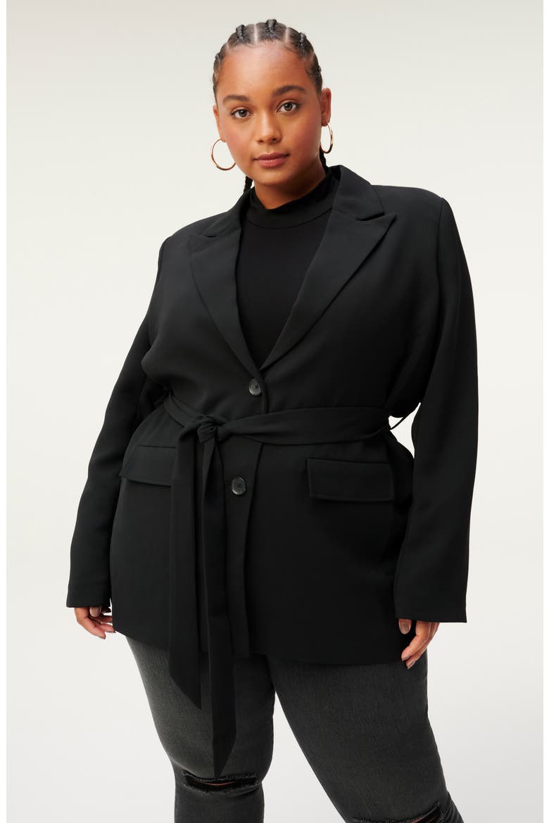 Tie Waist Trench Blazer, Alternate, color, BLACK