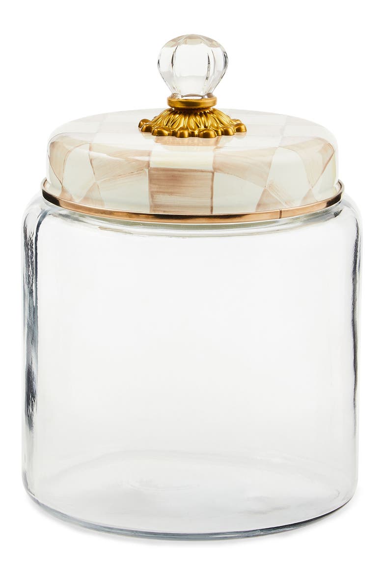 Mocha Check Large Kitchen Canister, Main, color, MOCHA