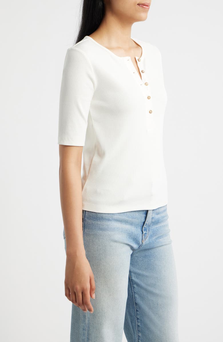 Mavi Jeans Henley Tee, Alternate, color, Snow White