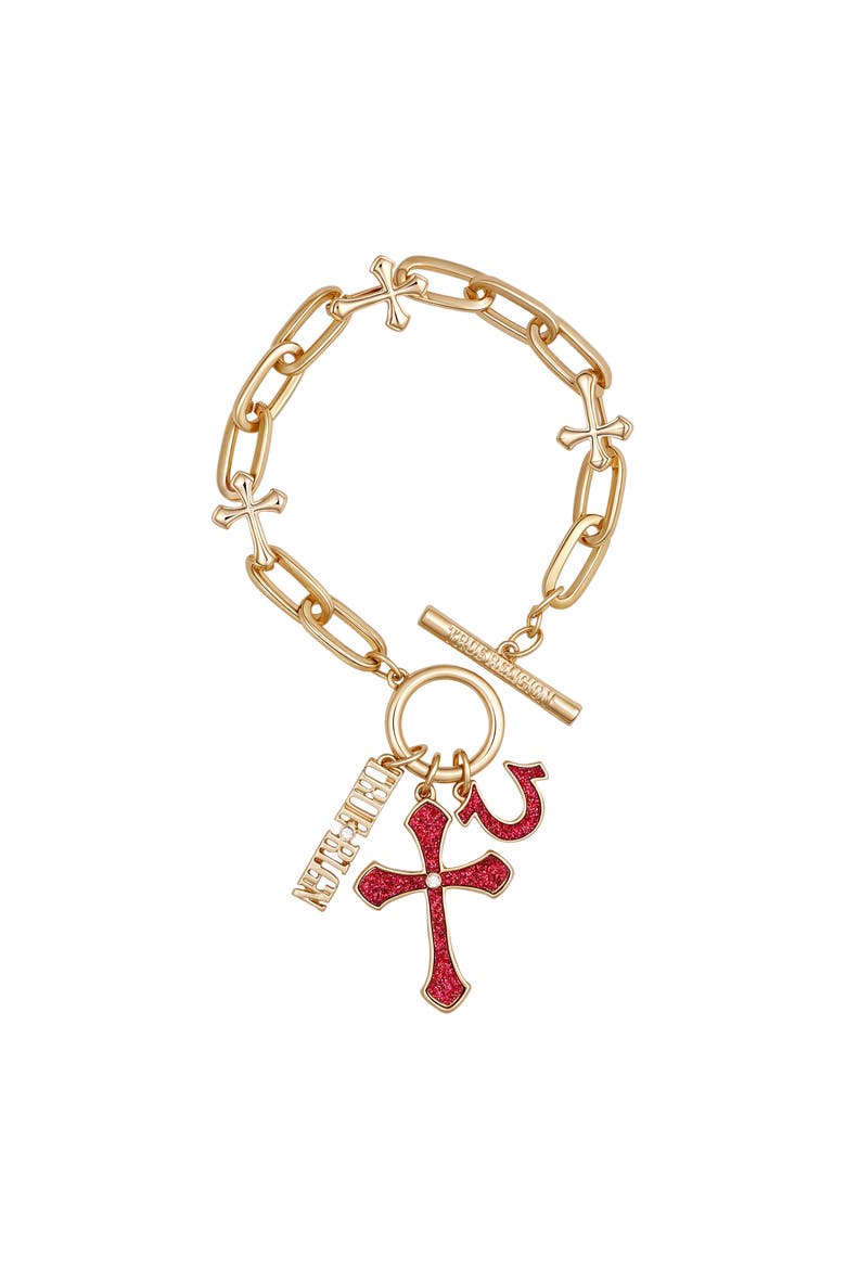 Rebel Charm Bracelet, Alternate, color, Gold Tone