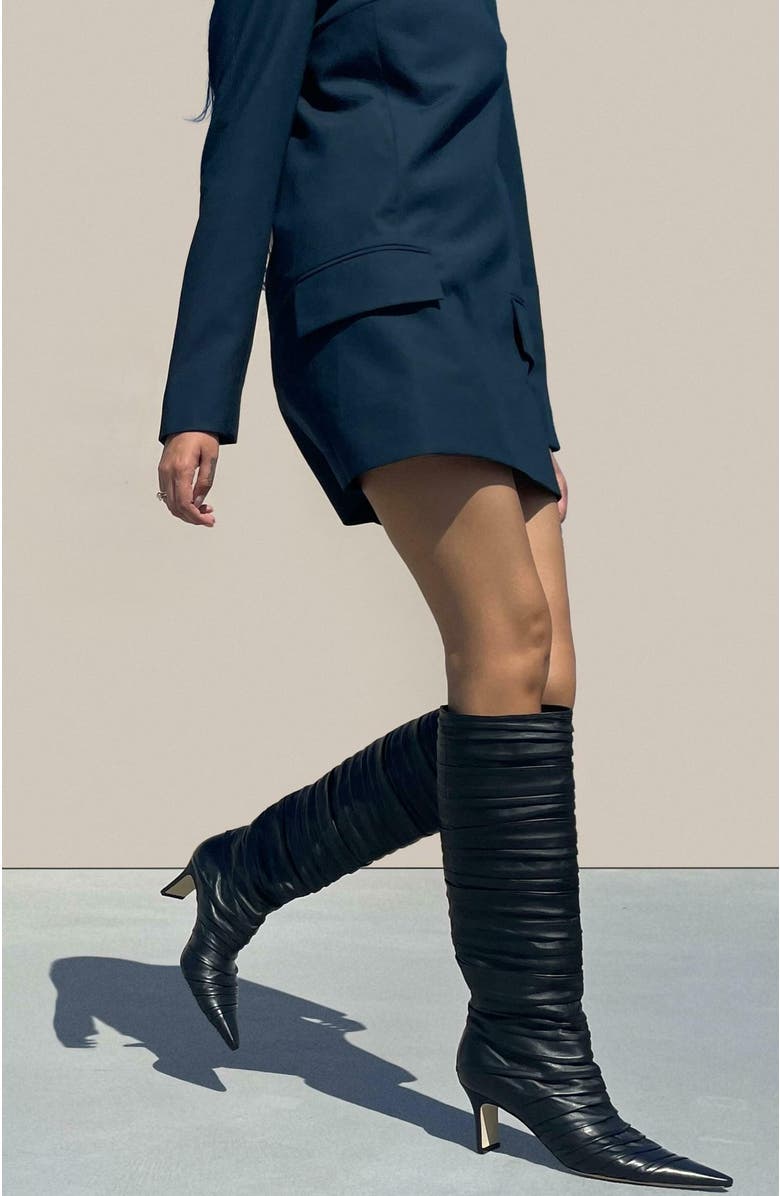 Neil J. Rodgers Plisse Knee Boot, Alternate, color, Black Nappa