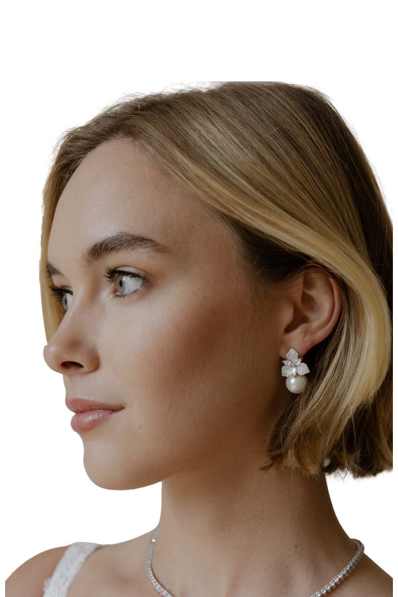 Sophie Pearl Drop Earrings, Alternate, color, Silver