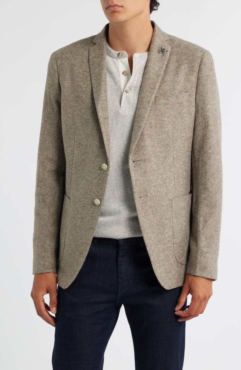 John Varvatos Star USA Varick Slim Fit Tan Mélange Felted Sport Coat, Main, color, Oatmeal