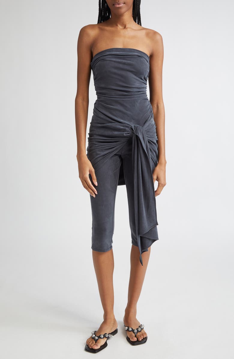 Alexander Wang Prestyled Strapless Wrap Crop Jumpsuit, Main, color, Grey
