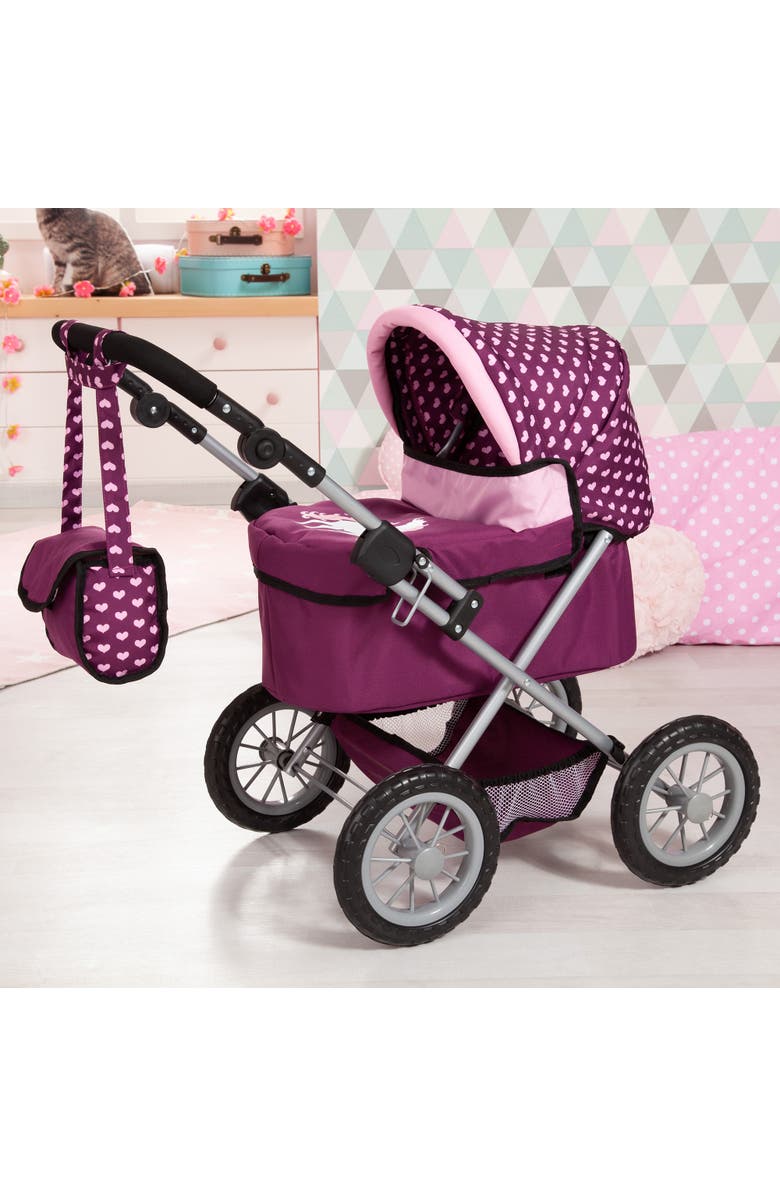 Bayer Design Trendy Pram Burgundy, Pink, Hearts, Alternate, color, Purple