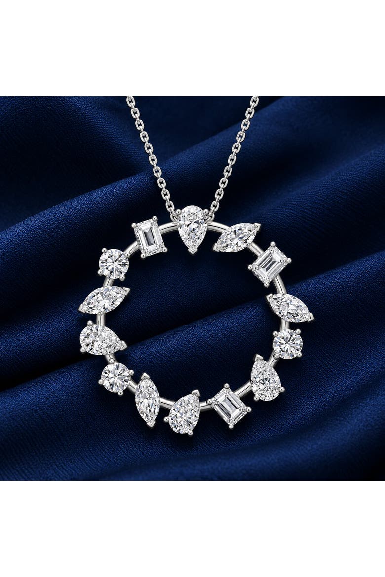 3Ct Multi Shape Ferra Diamond Circle Pendant 14k Gold Lab Grown Necklace 18", Alternate, color, 14k White Gold