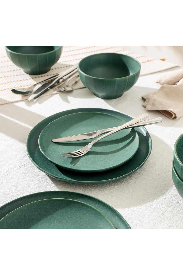 Rio Stoneware 4-Piece Dinner Plate Set, Alternate, color, Green