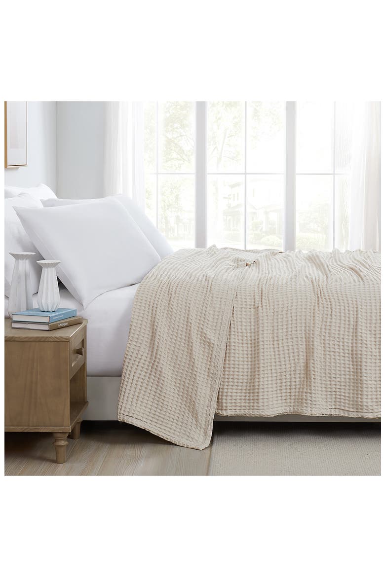 Waffle Cotton Blanket, Alternate, color, TAUPE