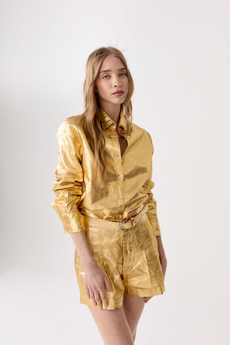 San Marino Metallic Linen Top, Alternate, color, Gold