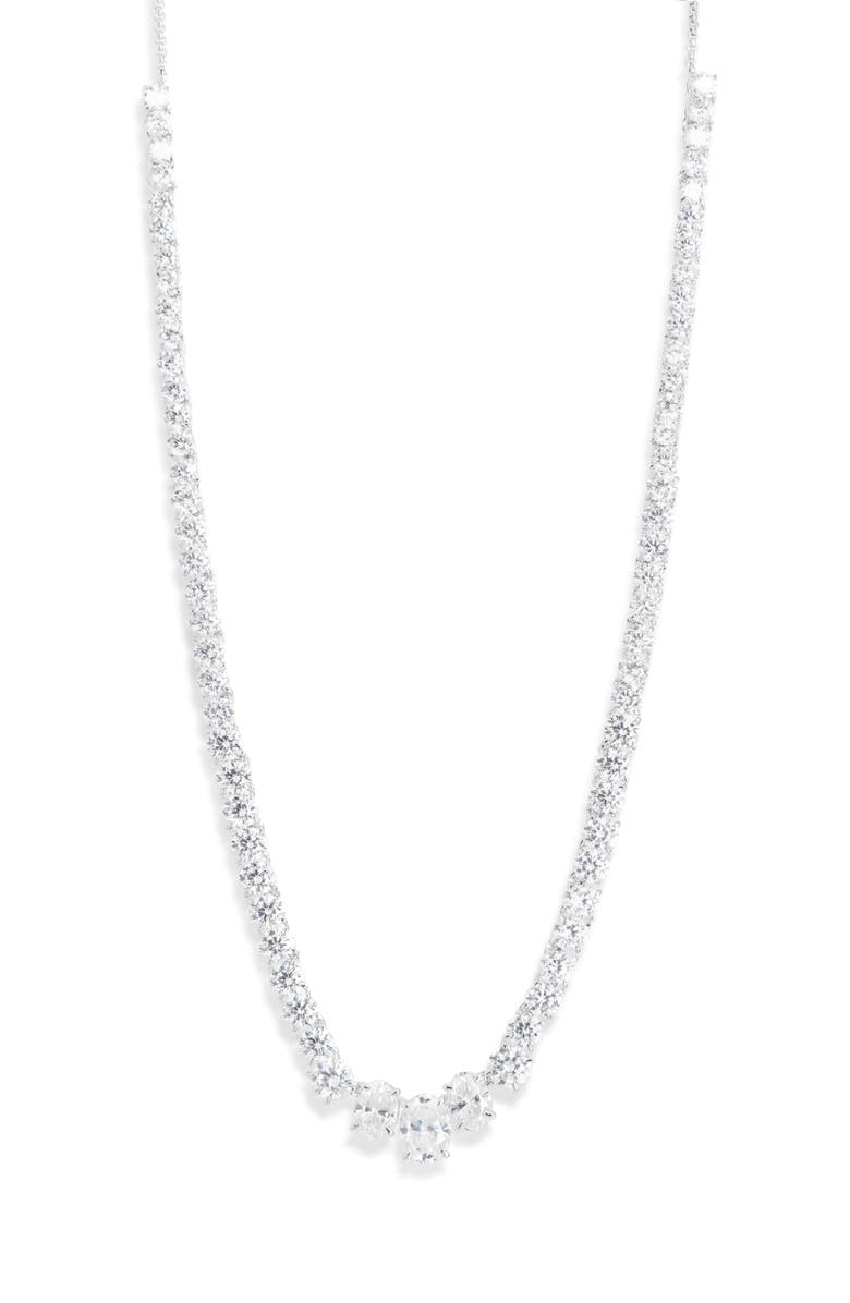 Nadri Stellar Slider Collar Necklace, Main, color, Rhodium