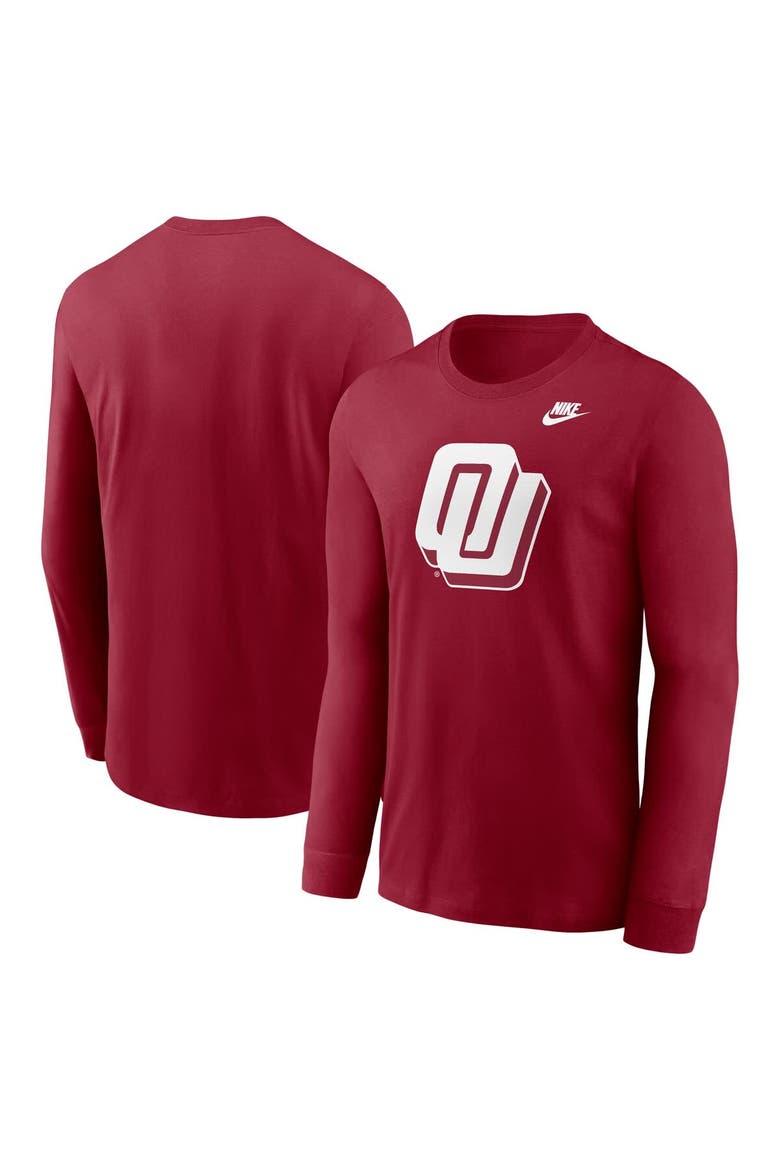 Men's Nike Crimson Oklahoma Sooners Alternate Logo Long Sleeve T-Shirt, Alternate, color, Crimson