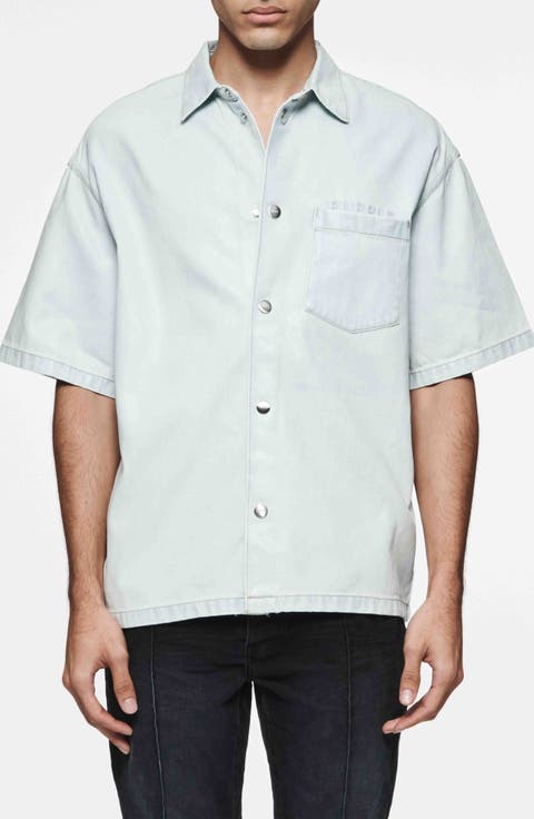 Coated Tencel® Lyocell Short Sleeve Snap-Up Shirt