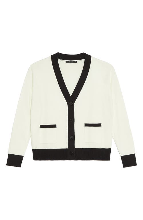 Deluc Lisboa Contrast Trim Cardigan In Ecru With Black Details
