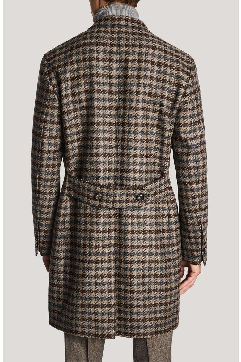 Titan Houndstooth Wool & Cashmere Harvard Overcoat, Alternate, color, BROWN