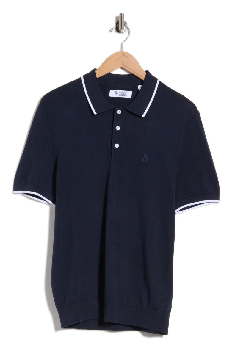 Tipped Cotton Polo, Main, color, DARK SAPPHIRE