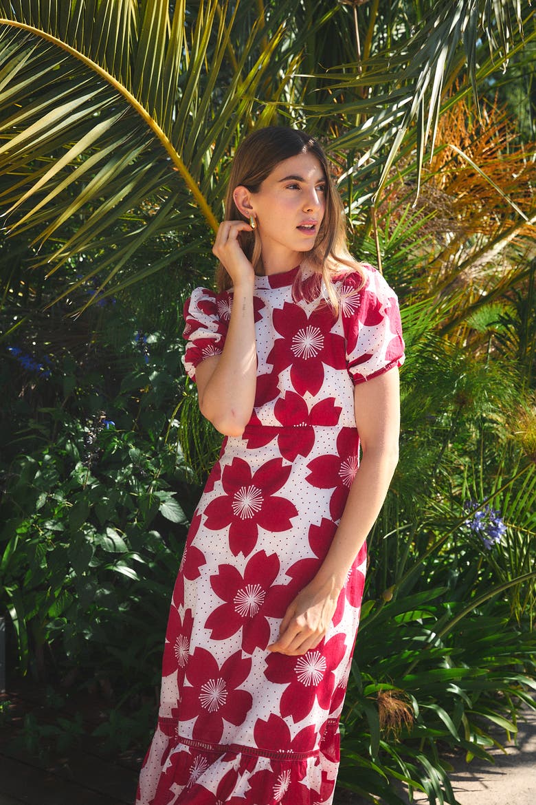 Freya Midi Dress, Alternate, color, Burgundy Akari