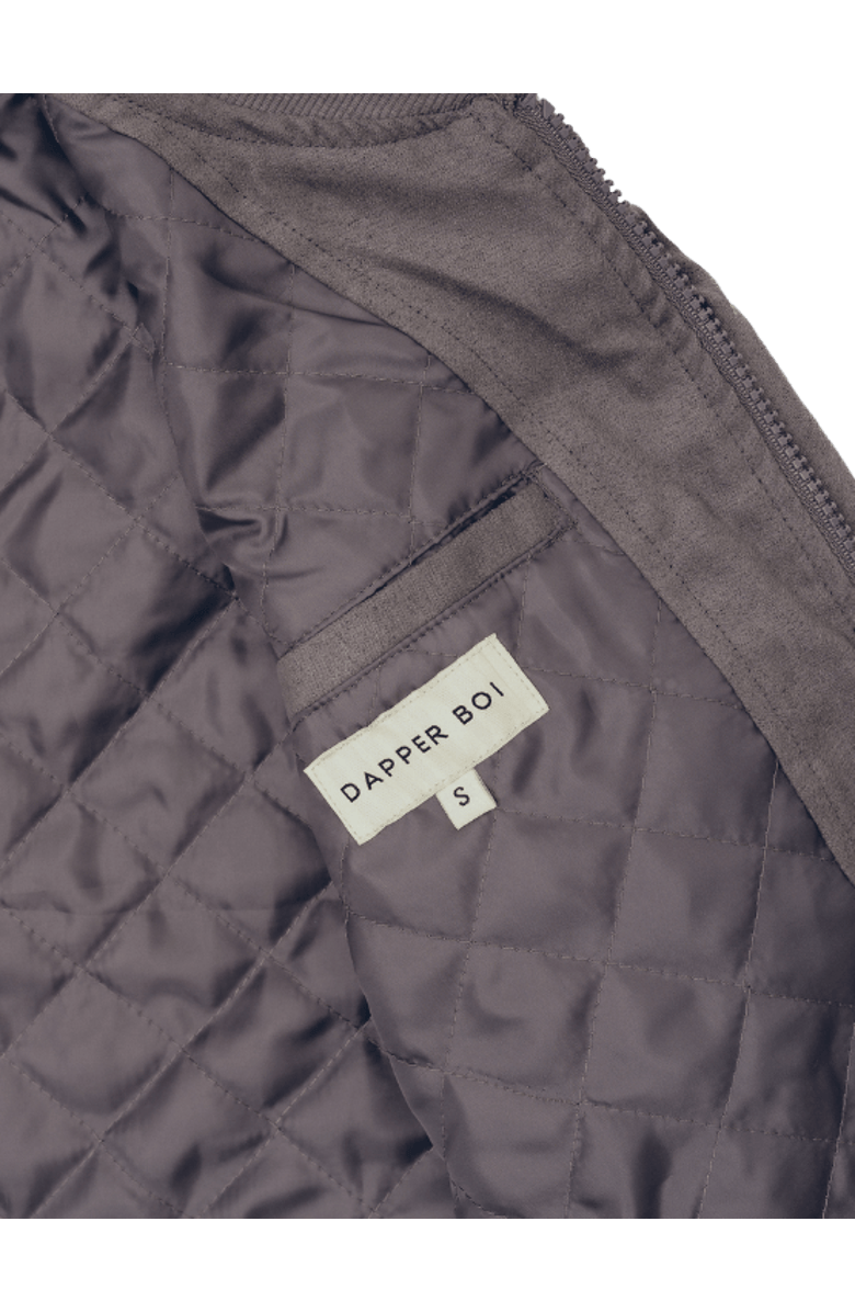 Dapper Boi Light Grey Microfiber Suede Bomber Jacket, Alternate, color, Light Grey