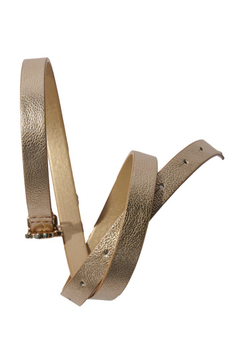Slim belt with Clover buckle, Alternate, color, Light gold