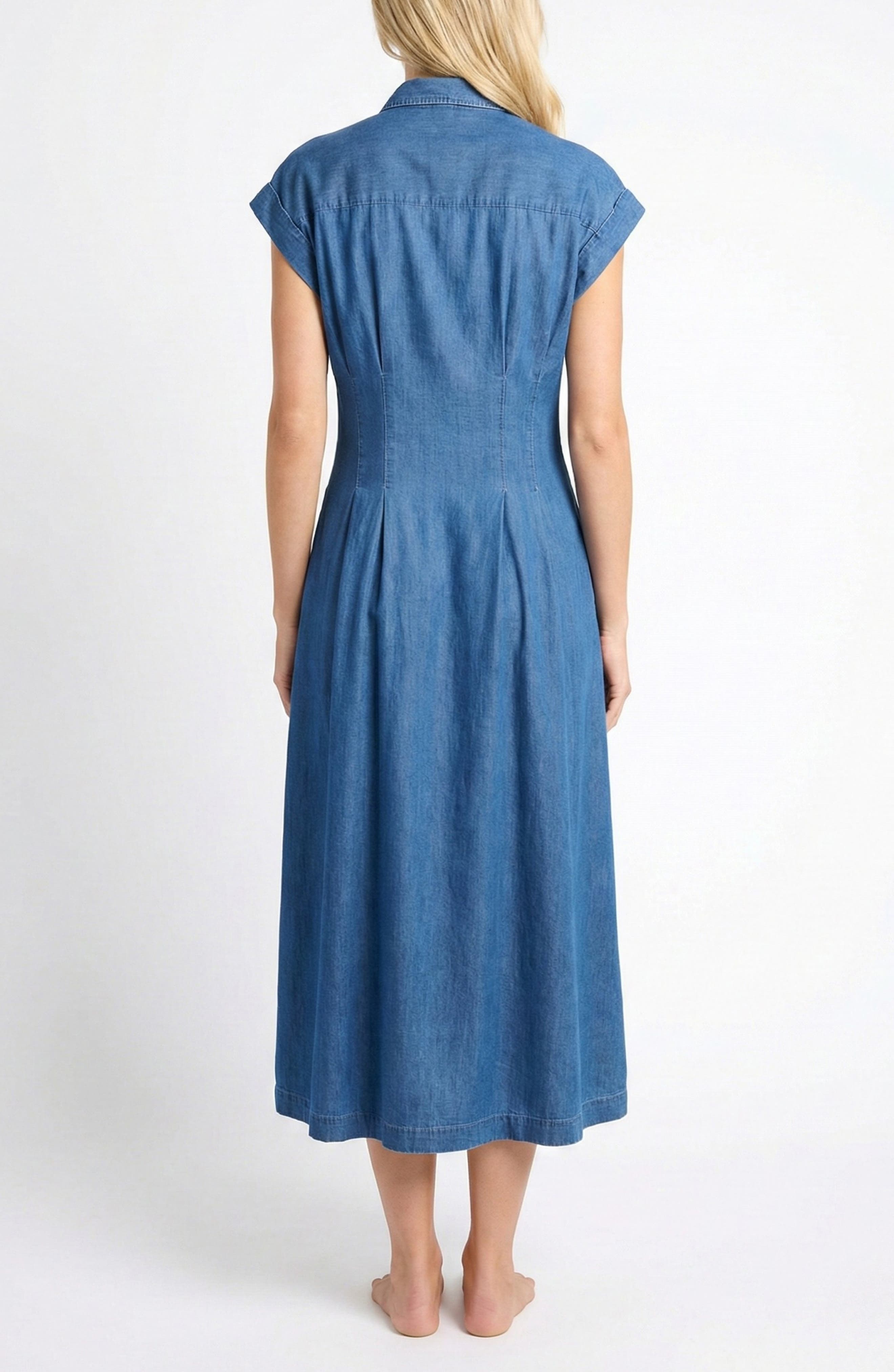 Tie Front Denim Midi Shirtdress - image 2