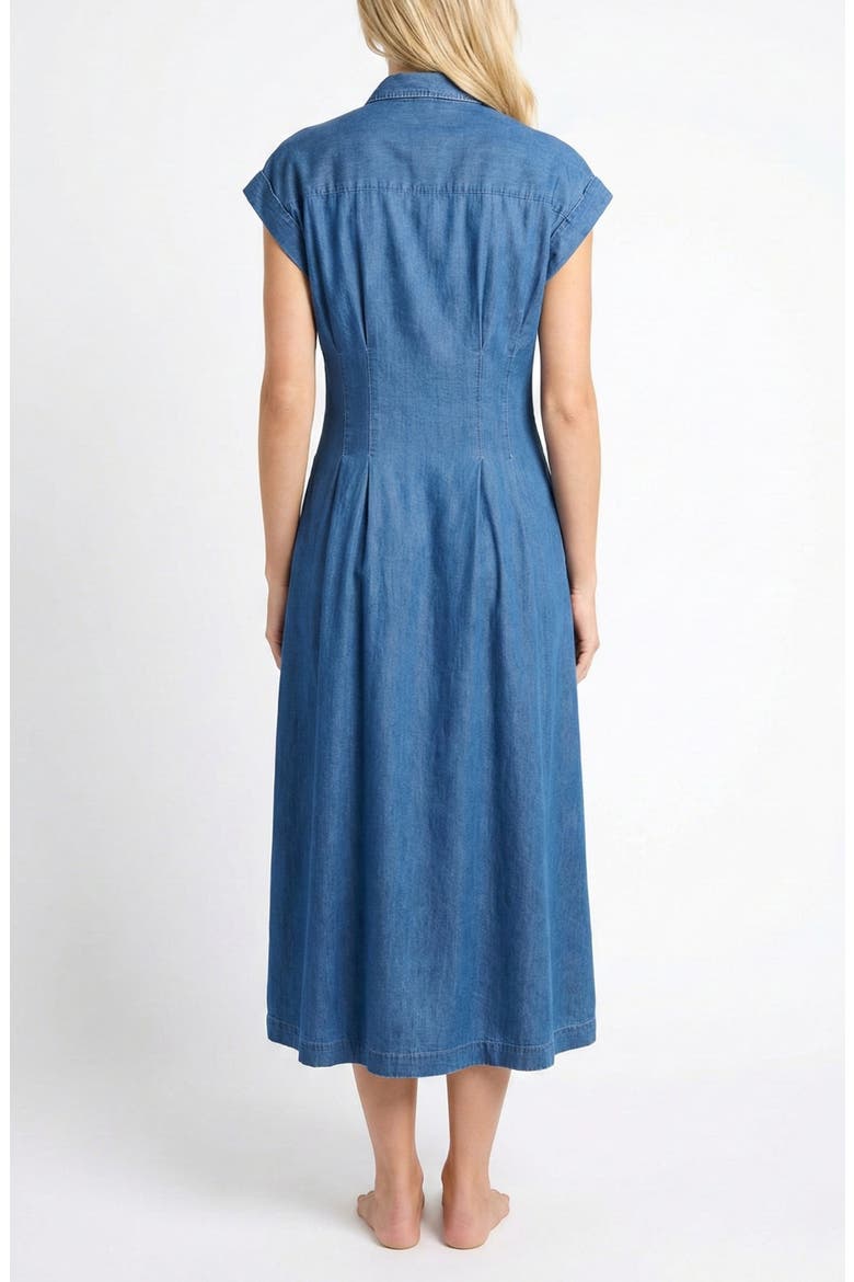 Tie Front Denim Midi Shirtdress, Alternate, color, LIGHT INDIGO