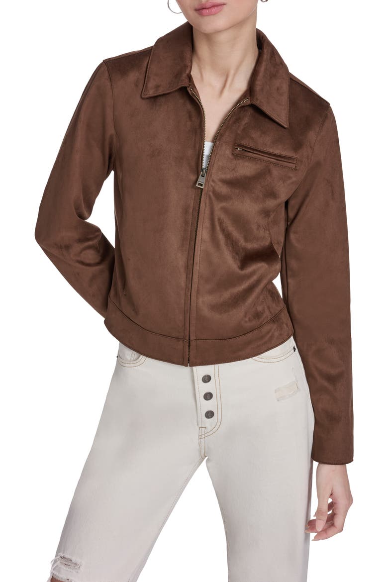 Faux Suede Jacket, Main, color, MAPLE FAUX SUEDE