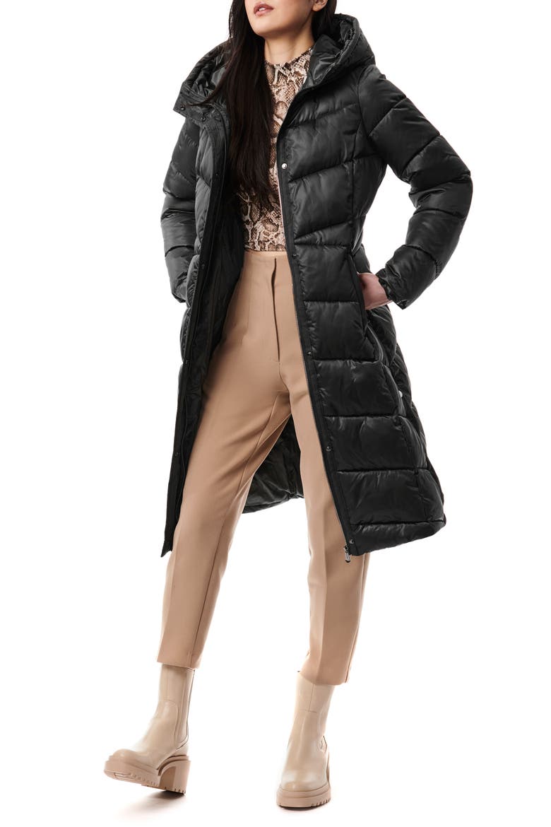 Shiny Insulated Puffer Coat, Alternate, color, BLACK