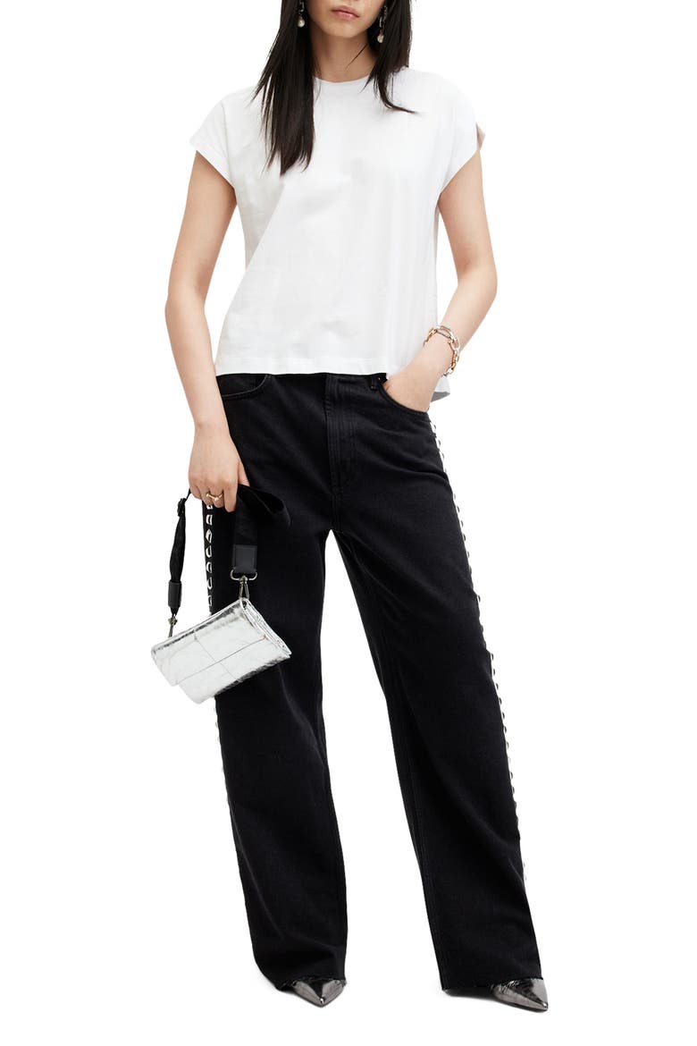 Rue Slit Sleeve Cotton T-Shirt, Alternate, color, OPTIC WHITE