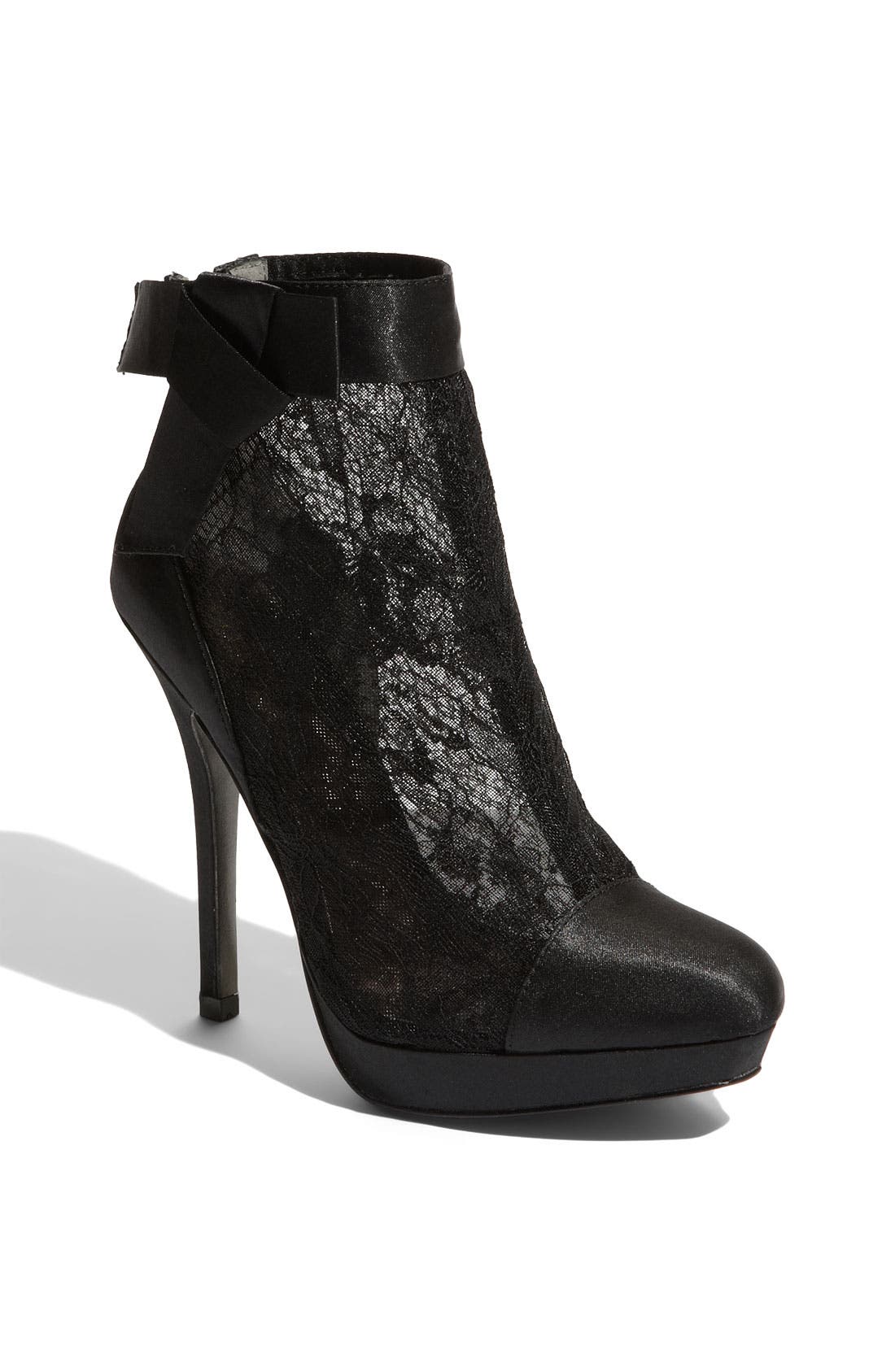 'Night Light' Lace & Satin Bootie, Main, color, BLACK LACE