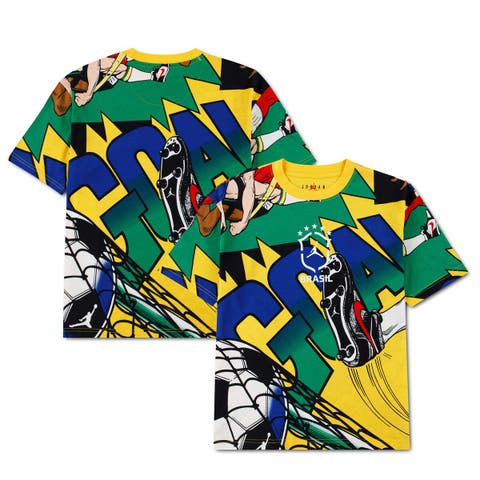 Youth Jordan Brand Yellow Brazil National Team Boxy Goal T-Shirt