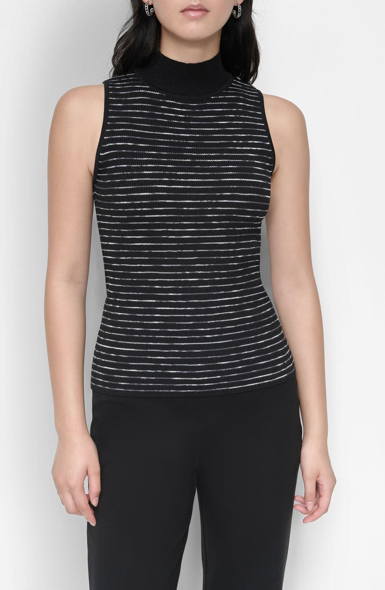 DKNY Space Dye Stripe Mock Neck Sweater, Main, color, 