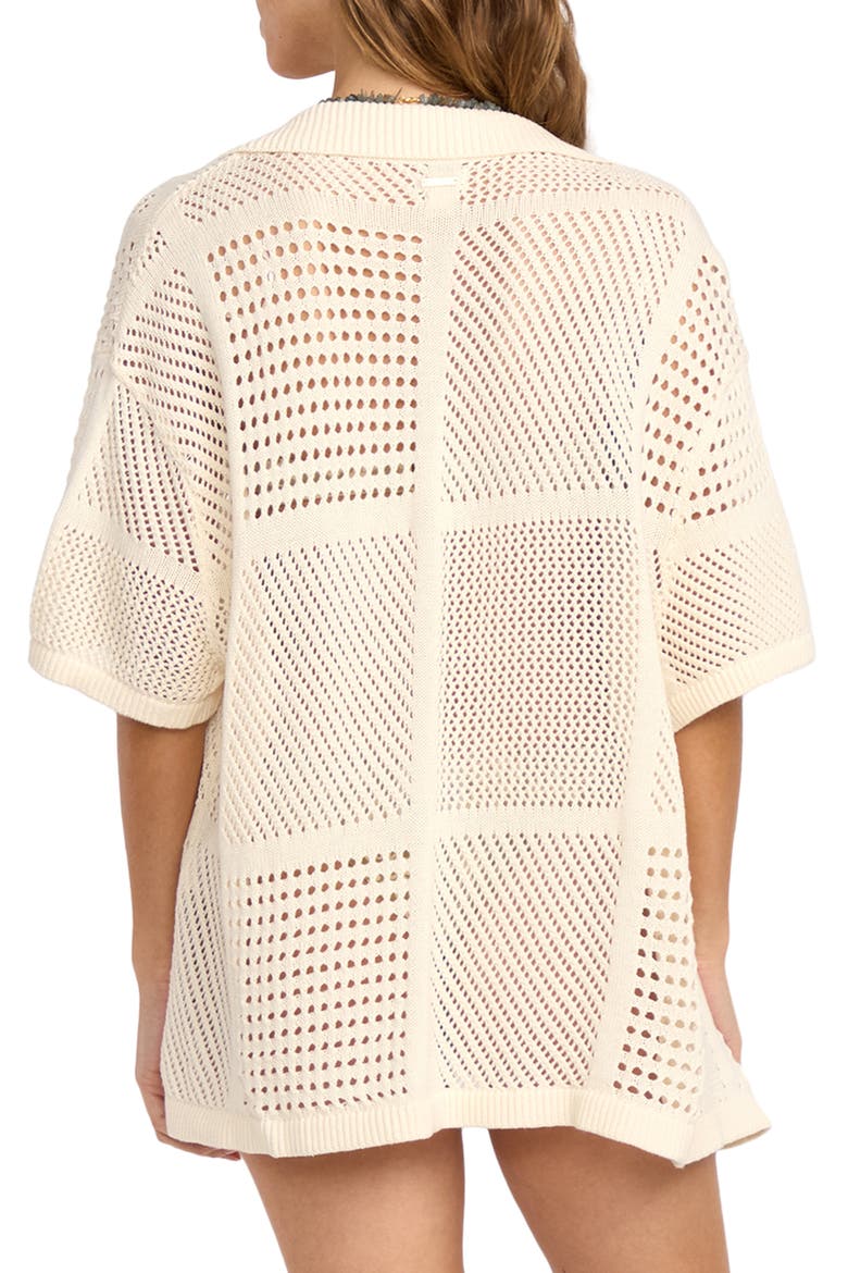 Cool Down Open Stitch Short Sleeve Cotton Cardigan, Alternate, color, WHITECAP