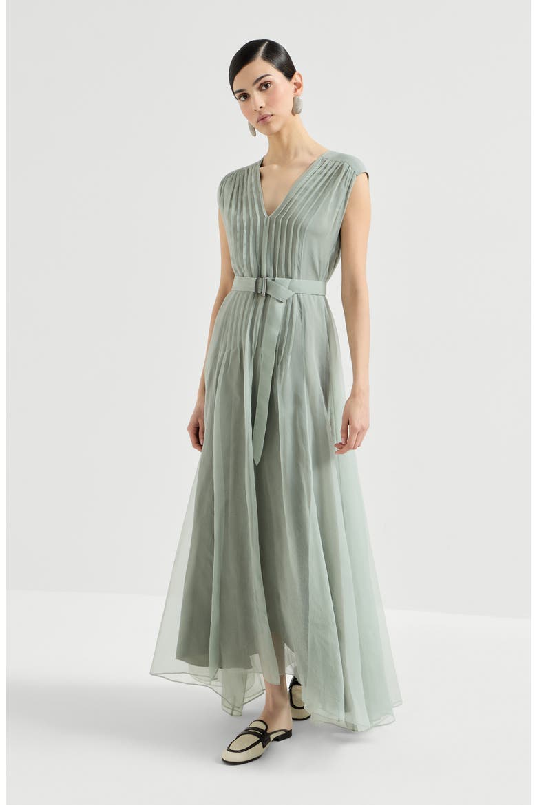 Crispy silk dress with monili, Main, color, Light Brown