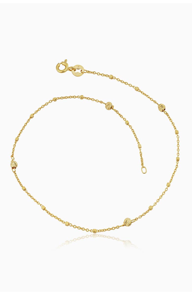 Oradina 14K Yellow Gold Celebration Ball Anklet, Main, color, Yellow Gold