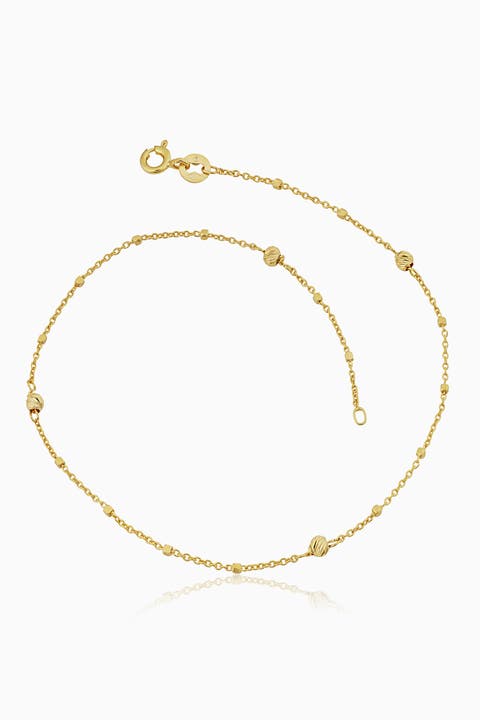 14K Yellow Gold Celebration Ball Anklet