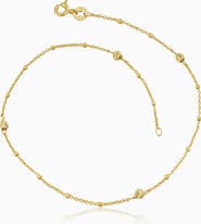 Oradina 14K Yellow Gold Celebration Ball Anklet