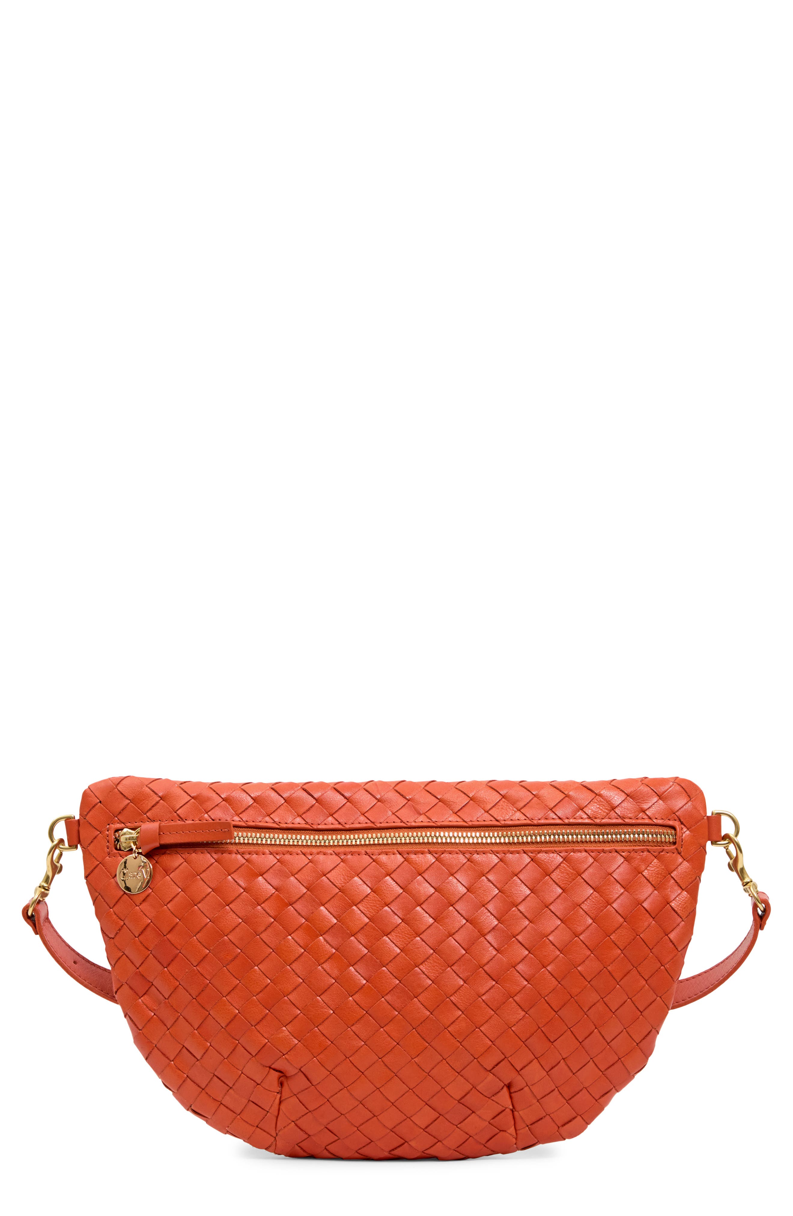Clare V. Medium Grande Woven Leather Belt Bag, Main, color, Saltillo