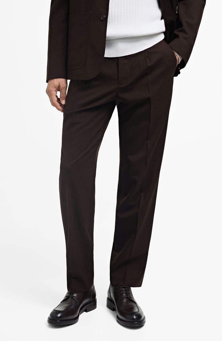 MANGO Slim Fit Pleated Wool Dress Pants, Main, color, 