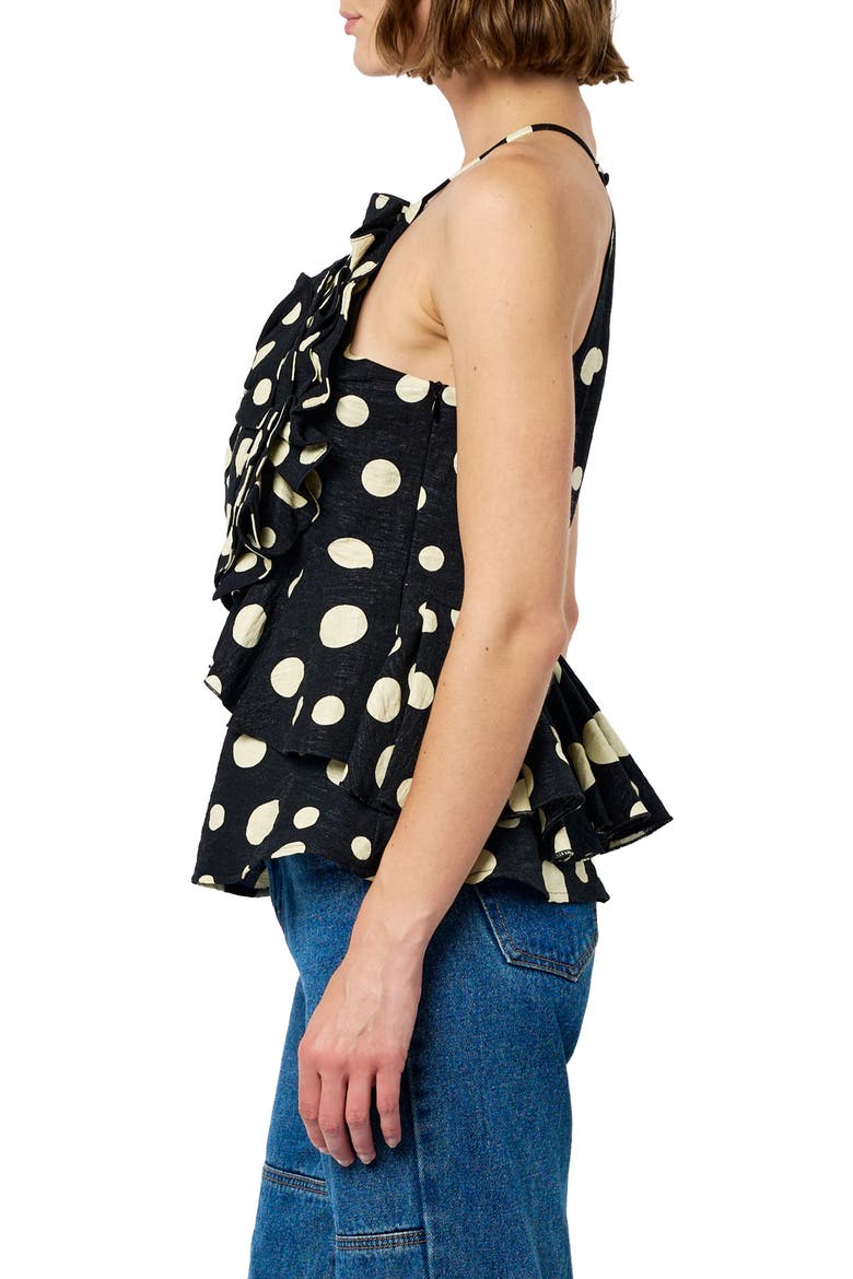 Vietta Ruffle Peplum Camisole, Alternate, color, BLACK