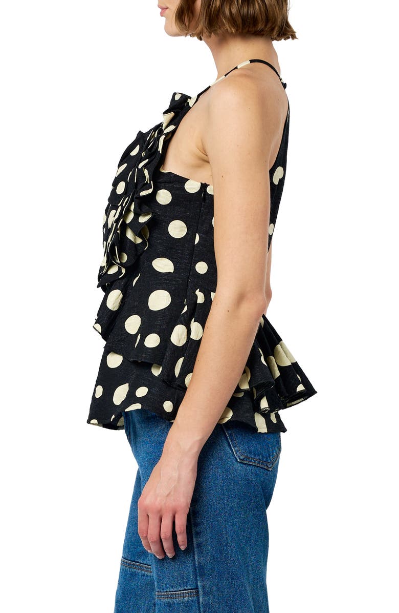 CIEBON Vietta Ruffle Peplum Camisole, Alternate, color, Black