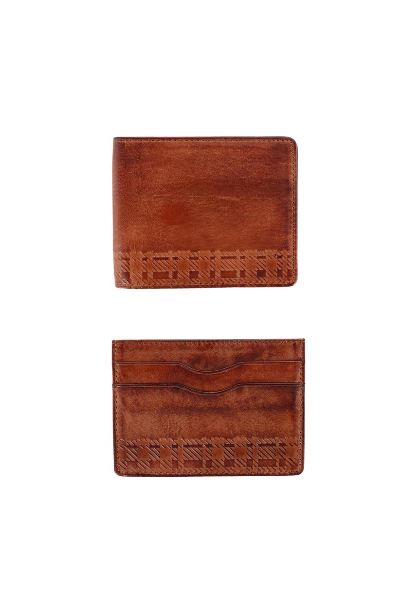 Trafalgar Caelen Plaid Embossed Bi-Fold Wallet and Card Case Combo, Main, color,