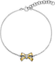 SAMUEL B. Two-Tone White Topaz Ribbin Charm Bracelet