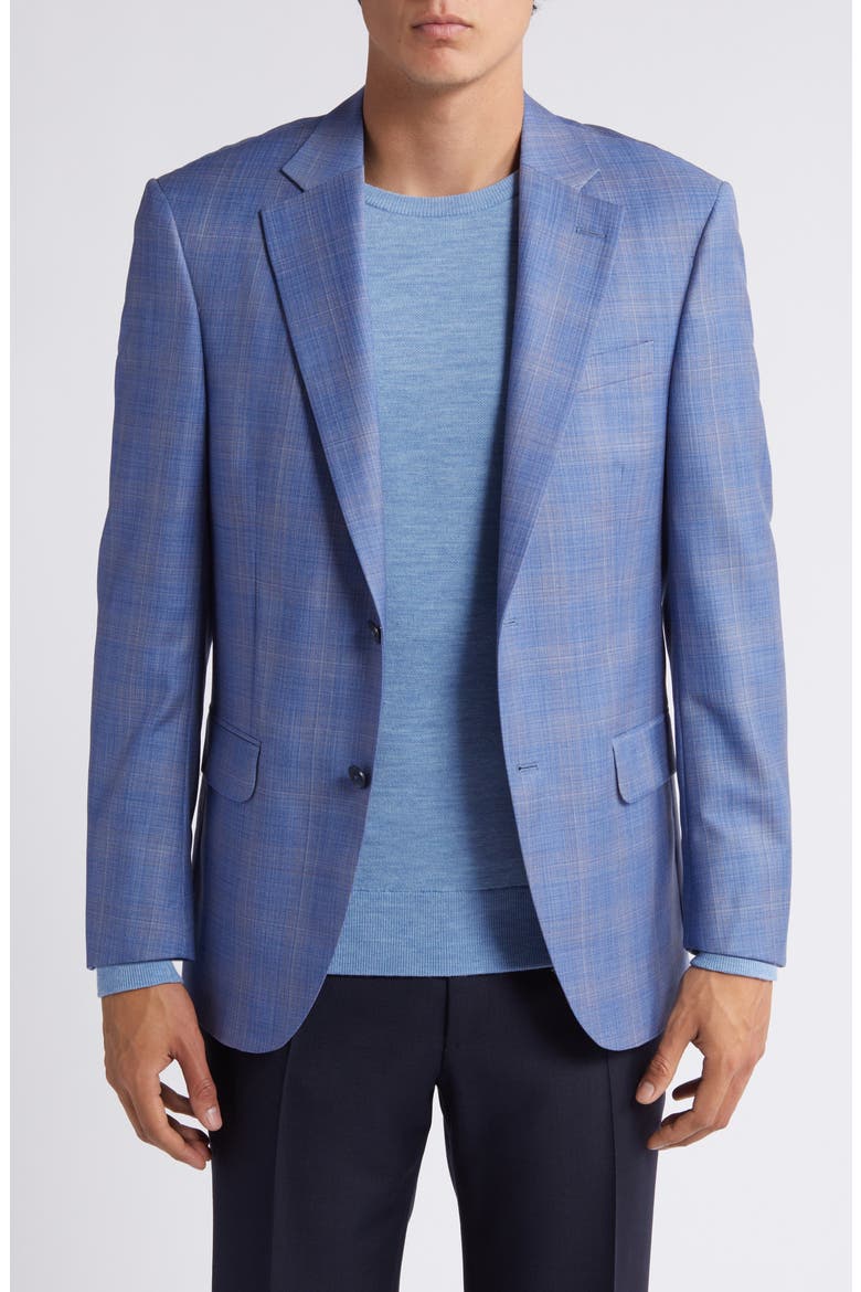 Plaid Wool Sport Coat, Main, color, LIGHT BLUE