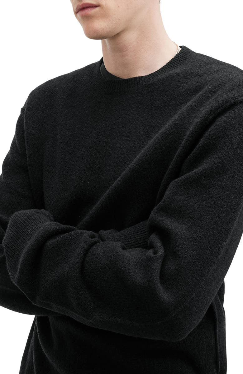 AllSaints Patern Crewneck Sweater, Alternate, color, Black