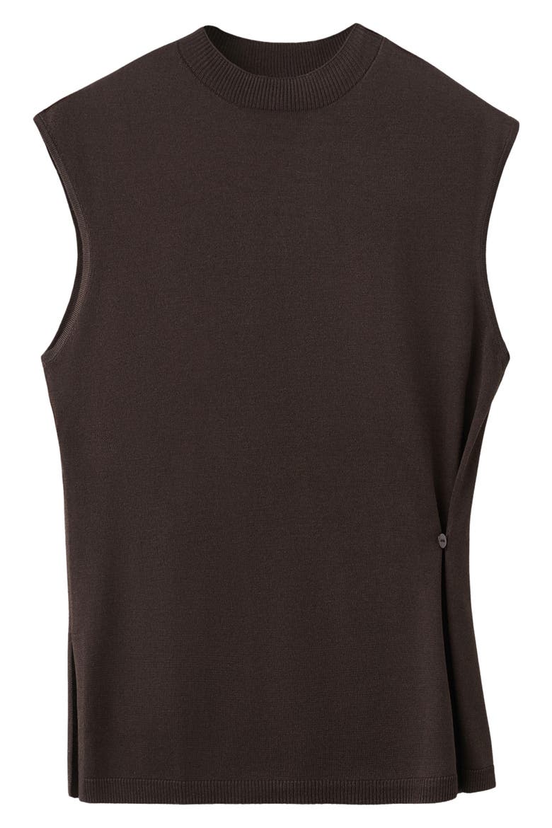 Side Gather Mock Neck Sweater Vest, Alternate, color, CHOCOLATE